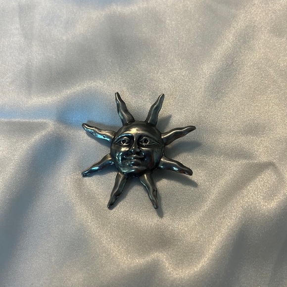 VTG H Pewter Sun necklace pendent pin  charm necklace combo boho indie rare - Picture 6 of 7